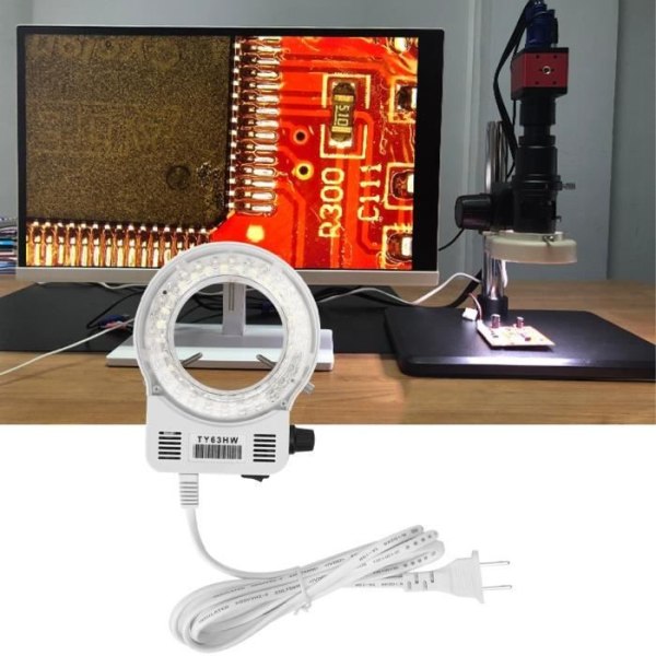 HURRISE LED-ringljus för mikroskopkamera - Justerbar Dimbar - Vit