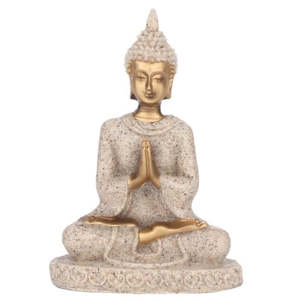 Bästa Buddha-dekor Meditation Sittande Buddha-staty Skulptur Figurhantverk för heminredning (ett guld)