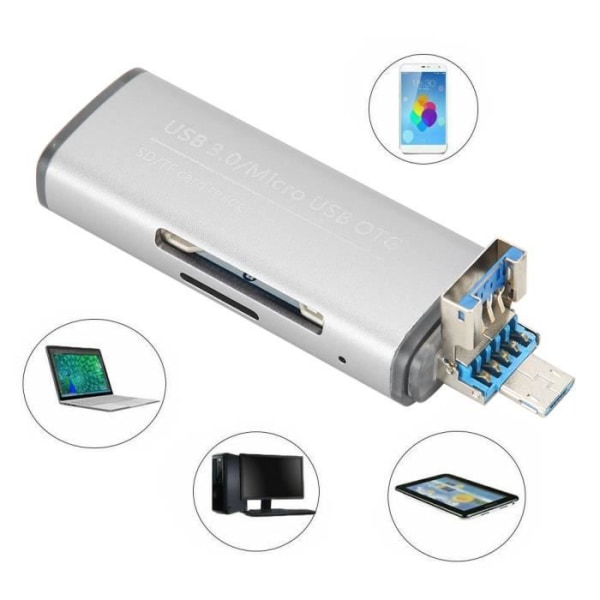 USB 3.0-kortläsare, multifunktionell minneskortläsare, lanyardhåldesign, superextern kortläsare