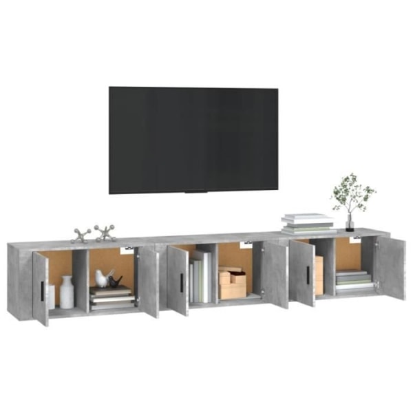 Vägghängda TV-skåp 3 st betonggrå 80x34,5x40 cm
