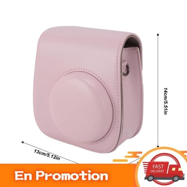 HURRISE Instant Camera Case Tillbehör för Mini 12, PU Läder Instant Optical Camera Case Ljusrosa