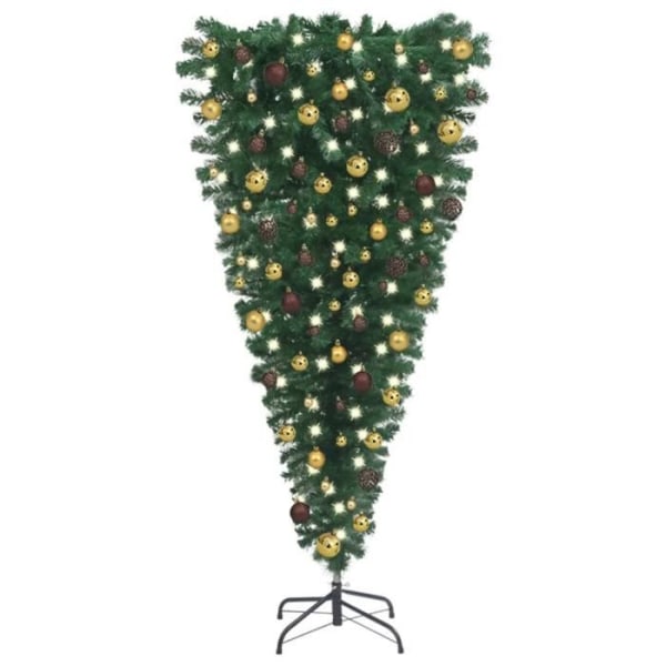 Konstgjord julgran upp och ner med LED och kulor 240 cm BEL-7016694081433
