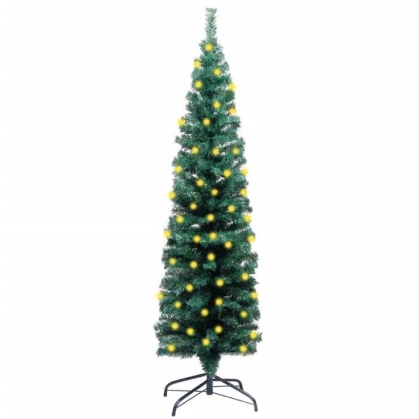 ZJCHAO Slim LED konstgjord julgran och stativ Grön 150cm PVC - ZJC7063373151185