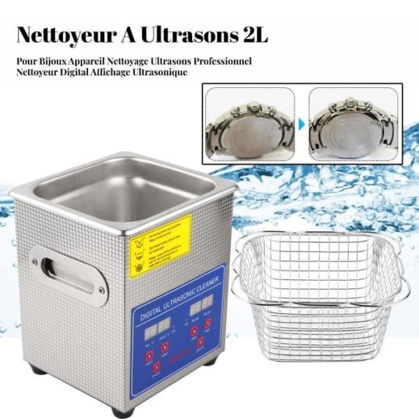BEL 2L rostfritt stål Digital Ultrasonic Cleaner Ultra Sonic Bath Heater Timer-12