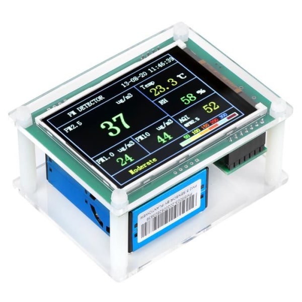 HURRISE PM2.5 testare PM2.5 Detektor LED Hem Luftkvalitet Fordon Miljöövervakning Kommunikation 2,8 tum