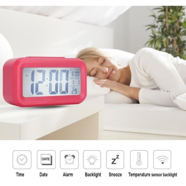 Duokon LCD-väckarklocka Elektronisk LCD-klocka Stor skärm Tyst Smart Time Temperaturvisning Väckarklocka GHY-501