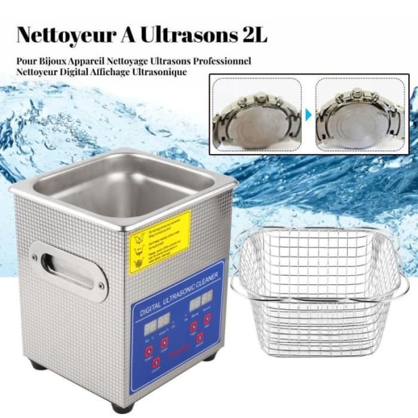BEL 2L rostfritt stål Digital Ultrasonic Cleaner Ultra Sonic Bath Heater Timer-13