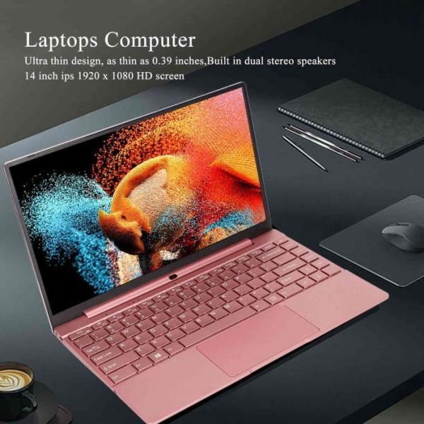HURRISE Laptop IPS Ultratunn Laptop 14 tum 8GB RAM 128GB SSD Quad Core IPS HD-skärm 1920x1080
