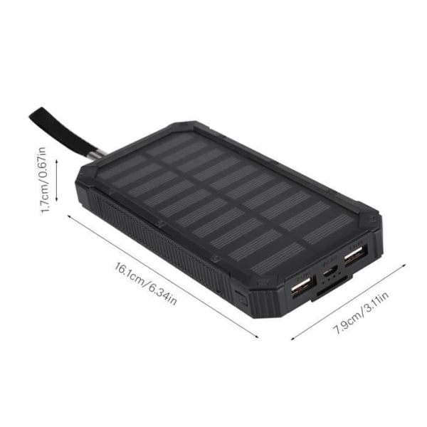 Förvaringsbox för 20000mAh snabbladdning Dual USB Fast Portable Solar Power Bank - Svart