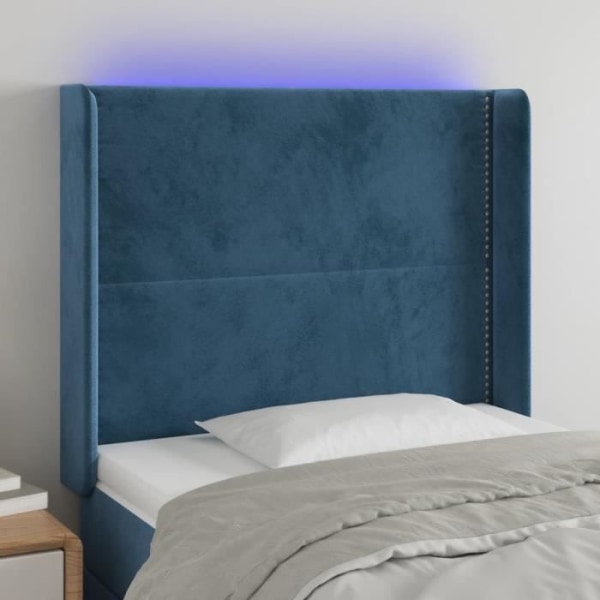 LED sänggavel - FDIT - Mörkblå - 93x16x118/128 cm - Sammet