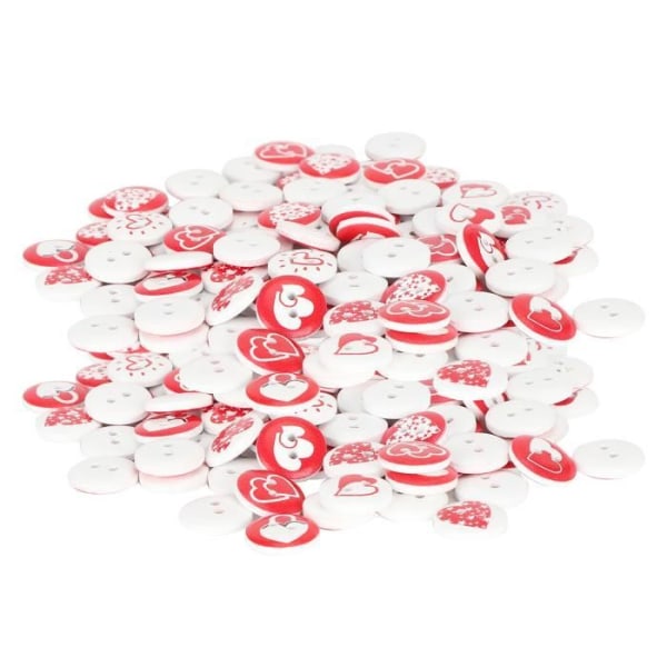 HURRISE Träknappar 200st Love Printed Buttons 15mm Blandade Trädekorativa knappar 2 Hål för Armering Sybehör