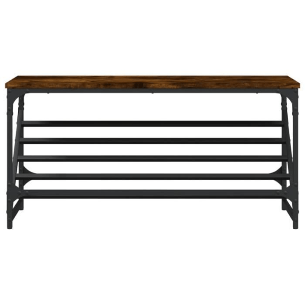 BEL-7423054495876-Skoställ i rökt ek 90x30x45 cm konstruerat trä