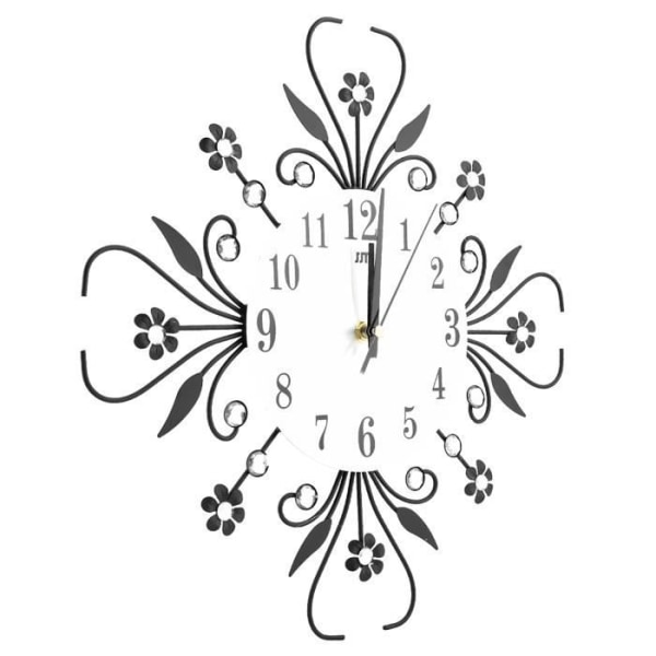 HURRISE väggklocka Järn Europeisk stil, Blomformad Reloj Cucu Fleur Horloge Klocka 40 Cm Smidesvägglampa Pendel