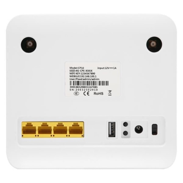 Tbest 4G LTE Router 4G LTE FDD/TDD SIM Card Router Snabb Hållbar Dual Band Router Praktisk 100‑240V (CP10 Socket