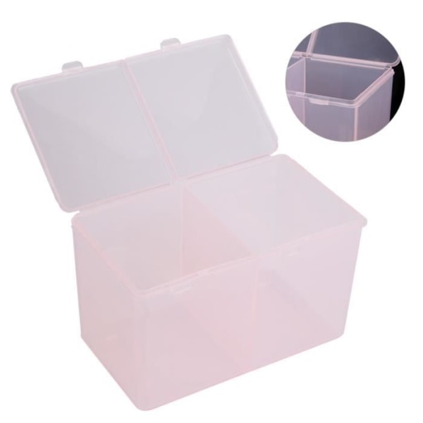 HURRISE Bomullsdynor Behållare 2 Grids Bomullsdynor Behållare Nagellack Glitter Pulver Organizer Box