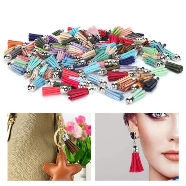 HURRISE 120st Tofs Färgglad hängsmycke Nyckelring Örhänge Mocka Att göra DIY-smycken
