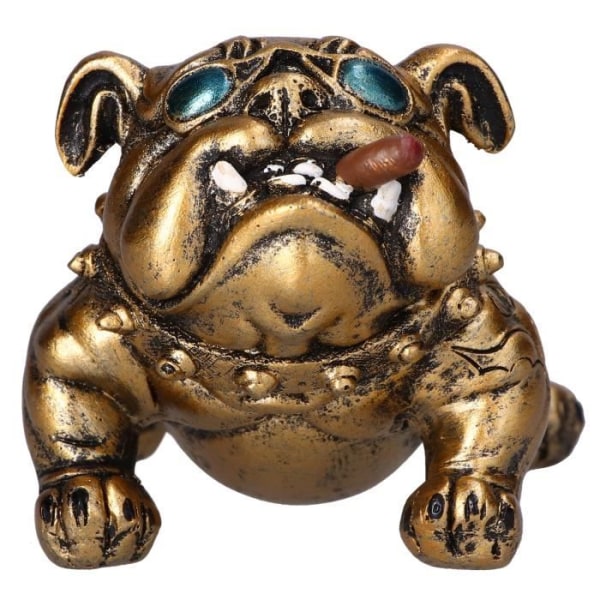 HURRISE Bulldog Dog Staty Skulptur Golden Animal Dog Figurine Dekorativ prydnad för kontorsinredning