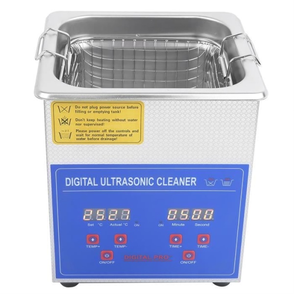 CEN Digital Ultrasonic Cleaner i rostfritt stål 2L Ultra Sonic Baduppvärmningstimer EU-kontakt 220V