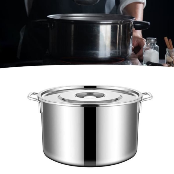 HURRISE Soppakanna i rostfritt stål med lock och stora handtag - Mångsidig - Stor kapacitet - Värmebeständig