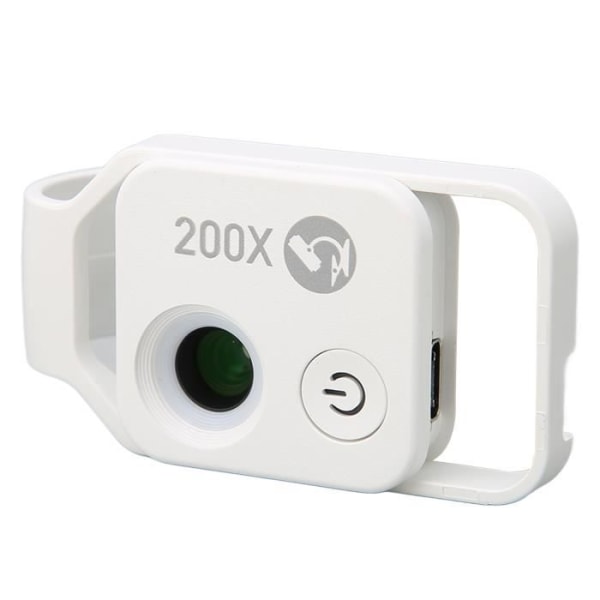 HURRISE ficktelefonmikroskop - 200X zoom - Integrerad CPL-lins - Uppladdningsbart batteri - Vit