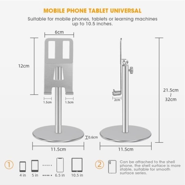HURRISE Justerbar bordstelefonhållare Universal Mobiltelefon Stöd Höjdvinkel