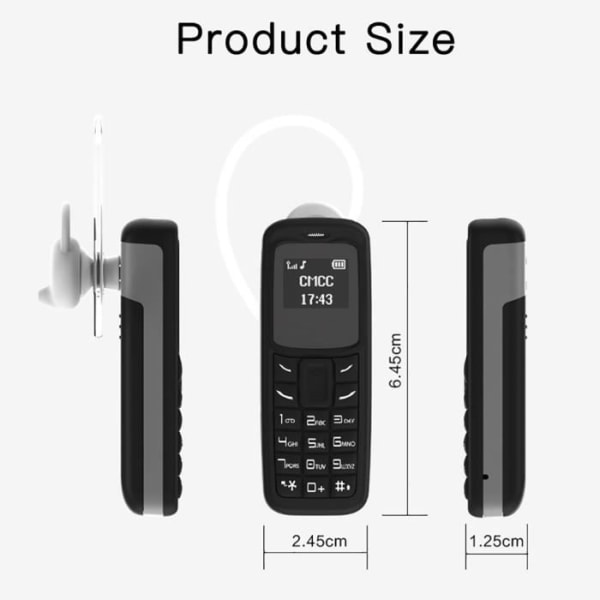HURRISE Mini GSM telefon Mini GSM mobiltelefon BM30 Pocket GSM, Bluetooth, headset, fristående telefoni Svart Blå