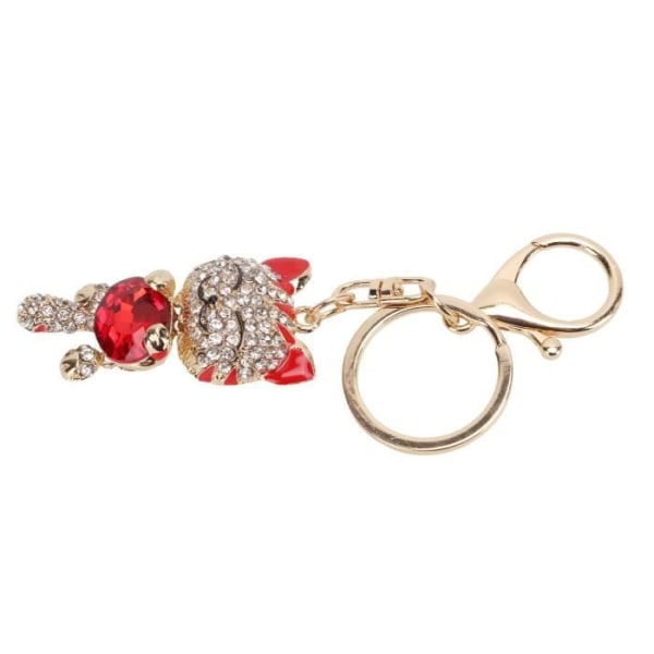HURRISE Röda Nyckelringar Söt Katt Nyckelring Metallisk Glans Stil Zinklegering Glänsande Rhinestone Röd Nyckelring