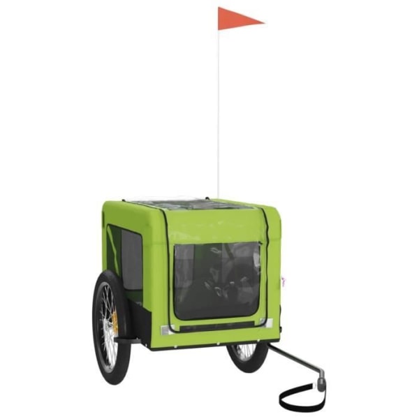 BEL-7416653556925-Cykelvagn för hundgrönt och svart oxfordtyg och järn