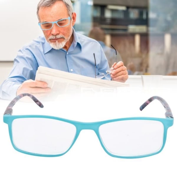 CEN unisex läsglasögon Ultralätt bärbar klar lins Elder glasögon för män kvinnor (blå +250)