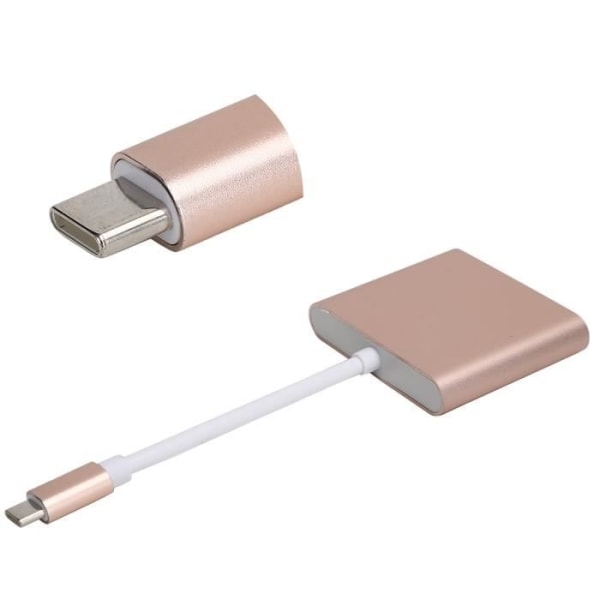 HURRISE USB C Dockningsstation USB C 3.1 Adapter 3 i 1 Hub Converter Dock 4K High Definition Multimedia Interface (roseguld)