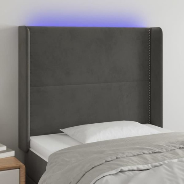 LED sänggavel - FDIT - Mörkgrå - Sammet - 103x16x118/128 cm