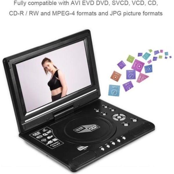 9,8'' DVD Bärbar VCD CD AVI-spelare för bil (EU) - Svart