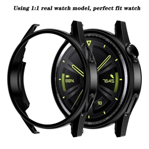 HURRISE - Smart Watch - Glasfodral - Skärmskydd - Mjuk PC och silikon - Svart