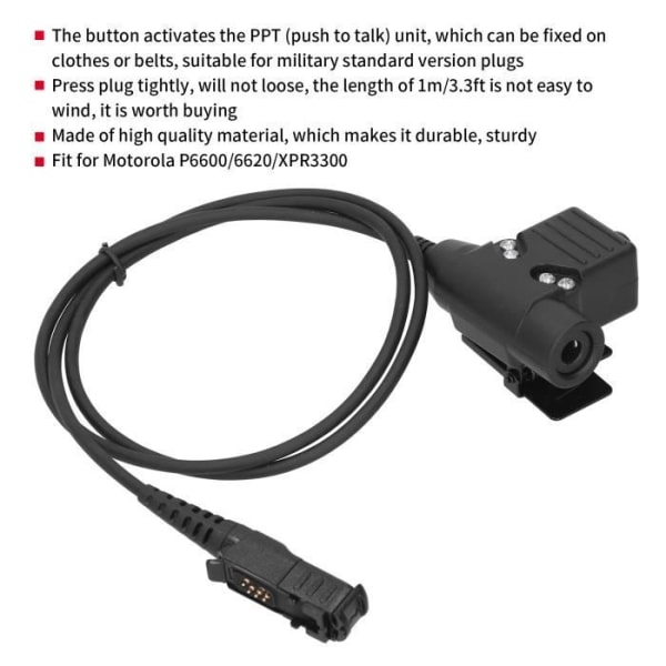HURRISE PTT-adapterkontakt PTT-kabeladapter, högkvalitativ hållbar lätt U94-kabeladapter med 3.3-video