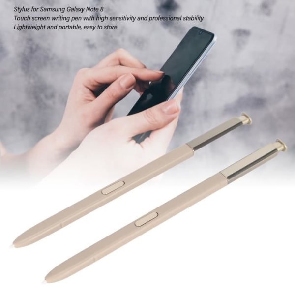 HURRISE Stylus Penna för Galaxy Note 8 Ersättnings Stylus Penna för pekskärm, 2 delar, med spetsar, telefonstift i guld