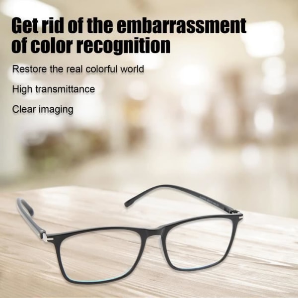 HURRISE Färgblindglasögon Färgblindkorrektionsglasögon Svart helbåge Antisladdben för körning Utskrift Färgning