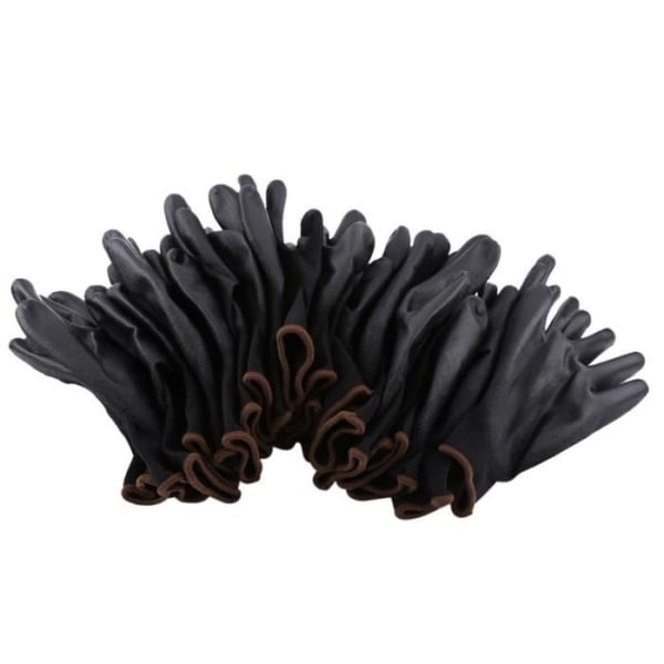 Aizhiyuan arbetshandske Säkerhetsbeläggning av nylon i handflatan, brun rand (L-svart)