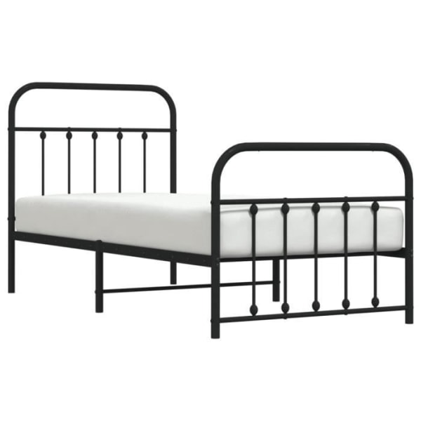 Sängram i metall med svart sänggavel/fotgavel 90x190 cm - FDIT - Klassisk - Tidlös - Lamell