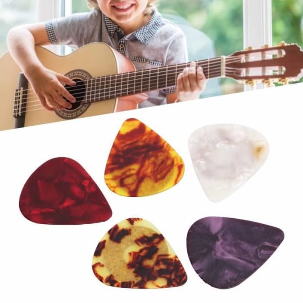HURRISE Guitar Pick-tillbehör Halkfri färgglad celluloid bärbar instrumenttillbehör kit för