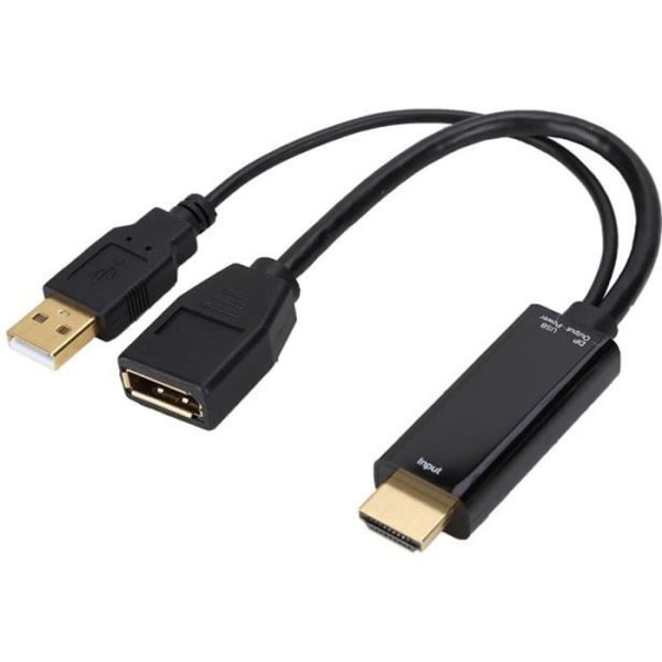 Ymiko HDMI till DisplayPort-kabeladapter HDMI till DP-adapter 4K, 25cm/9.8in