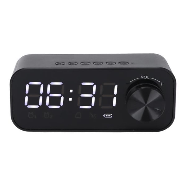 Tbest BT Alarm Clock Speaker B126 BT Clock Speaker Multifunktionell justerbar portabel väckarklockaradio med LED (svart)