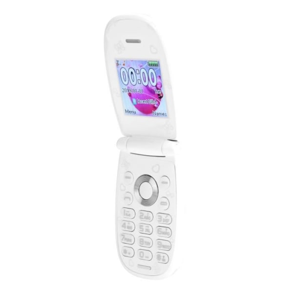 HURRISE Mobiltelefon Mini Flip Mobiltelefon 1,44" Dubbelkort Dubbla Standby 32MB+32MB 100‑240V US-kontakt (vit