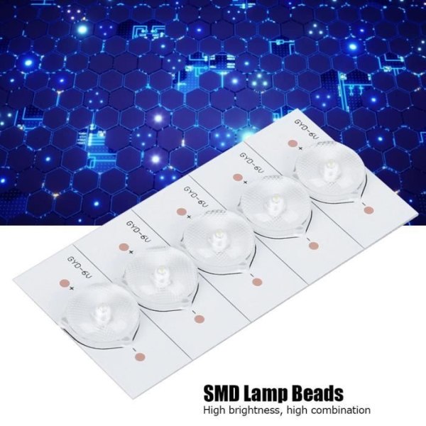 HURRISE optiskt linsfilter 6V Allmänt SMD Lamp Beads White Light Color med optiskt linsfilter