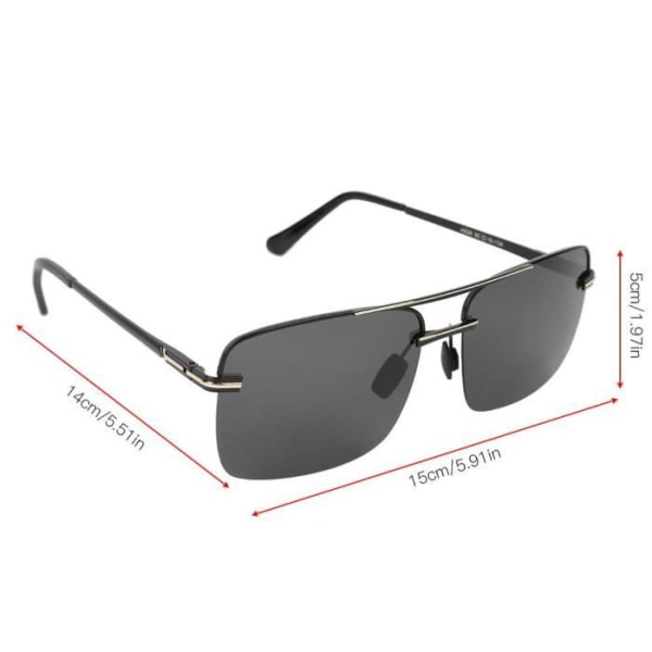XUY Fashionabla ramlösa solglasögon för män - Skyddsglasögon för mörkerseende (Black Gold Ram Black Grå linser)