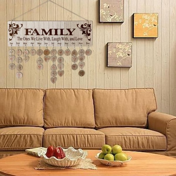 HURRISE träkalender, väggmonterad träväggprydnad, familj för hemgåvor att ge väggar DIY handgjorda