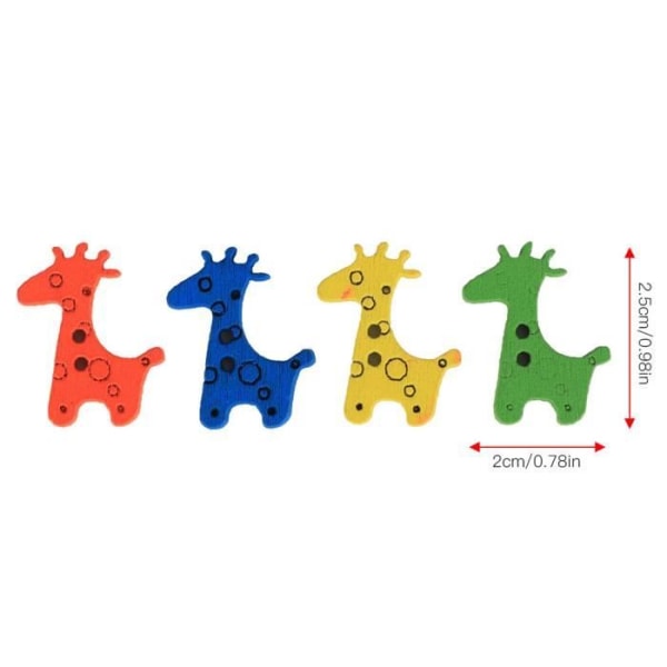 HURRISE Barnkläder dekoration 100st färgglad träknapp giraff form hantverk barnkläder