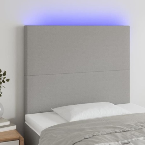 LED sänggavel Ljusgrå 100x5x118/128 cm Tyg - FDIT - Klassisk - Tidlös