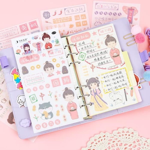 HURRISE Japan Paper Stickers Set 36 ark Scrapbook Paper Stickers Semitransparent flexibelt återanvändbart Japan-papper