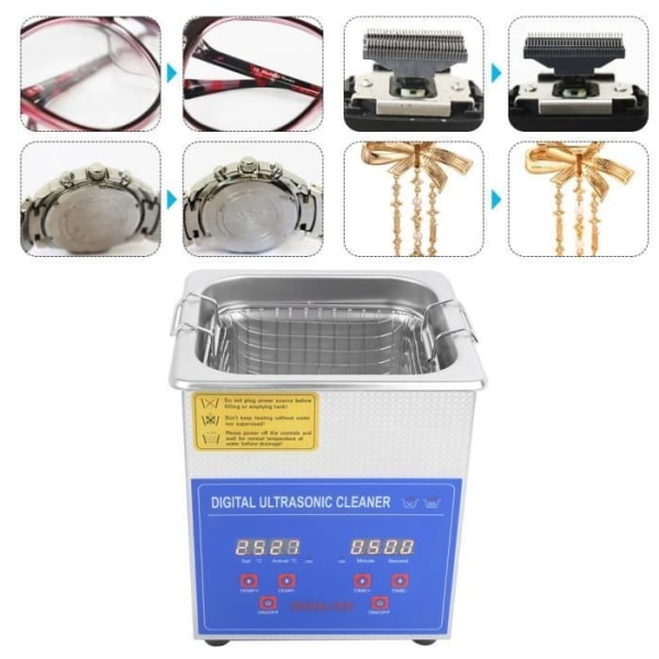 HURRISE Ultrasonic Cleaner MH-010S 2L rostfritt stål Digital Ultrasonic Cleaner Ultra Bath Heating Timer