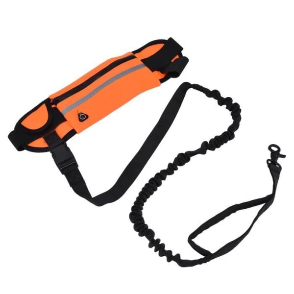 HURRISE löpkoppel för hundar Handsfree hundkoppel Avtagbar väska med dragkedja Deco design linne Orange